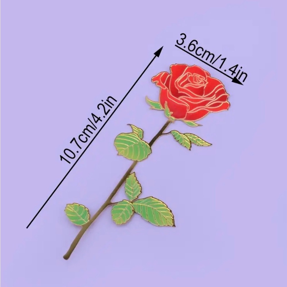 Metal Red Rose Bookmarks for the avid readers and a great gift 4.2in x 1.4in - Picture 6 of 6